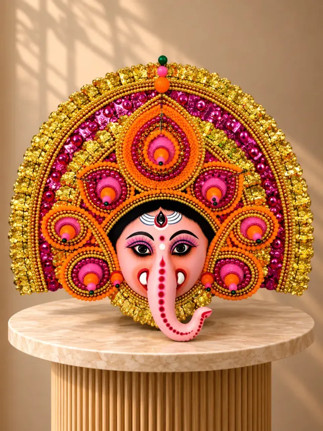 Painted Chhau dance mask of Ganesha