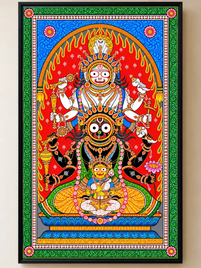 Hand-painted Pattachitra scroll of a deity